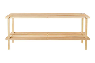 Interiors by Premier 2 Tier Cedar Wood Shoe Rack, Under Stairs Shoe Storage Solution, Wooden Shoe Stand for Home, Office