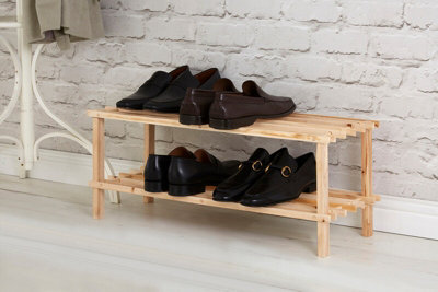 Interiors by Premier 2 Tier Cedar Wood Shoe Rack Under Stairs Shoe Storage Solution Wooden Shoe