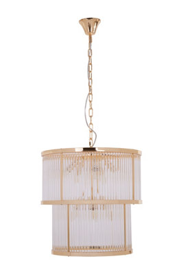 Interiors by Premier 2 Tier Gold Finish Glass Chandelier