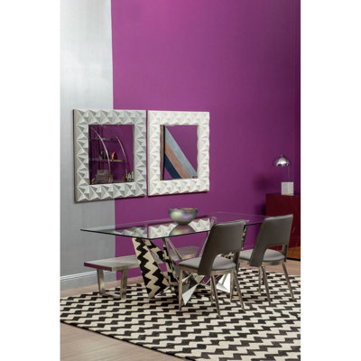 Interiors by Premier 3D Effect Wall Mirror with Grey High Gloss, Easy to Clean Bedroom Wall Mirror, High-quality Decor Mirror
