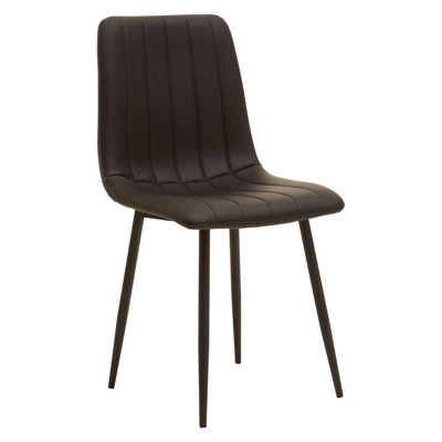 Interiors by Premier 4 Black Dining Chairs, Minimalist High Quality Kitchen Chair, Back Support Velvet Chair, Easy to Clean Chair