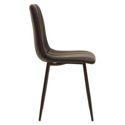 Interiors by Premier 4 Black Dining Chairs, Minimalist High Quality Kitchen Chair, Back Support Velvet Chair, Easy to Clean Chair