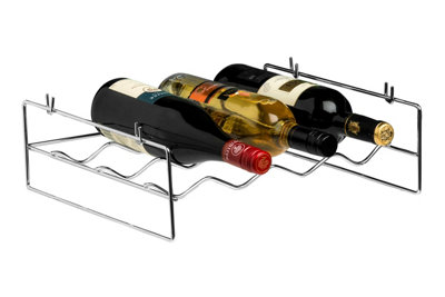Interiors by Premier 4 Bottle Chrome Wine Rack With Side Handles, Metal ...