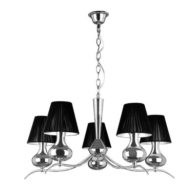 Interiors by Premier 5 Arm Black Shades Pendant Light