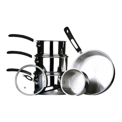 Interiors by Premier 5 Pc Stainless Steel Cookware Set, Kitchen Pots and Pans Set With Bakelite Handles, Best Cookware Set