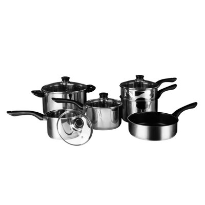 Interiors by Premier 6 Pc Stainless Steel Cookware Set, Kitchen Pots and Pans Set With Bakelite Handles, Best Cookware Set