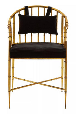 Interiors by Premier Accent Chair Crafted from Iron, Gold Touch on Bamboo Rods, Cozy Velvet Chair, Modern Accent Chairs