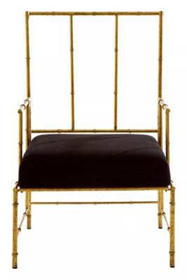 Interiors by Premier Accent Chair Crafted from Iron, Gold Touch on Bamboo Rods, Cozy Velvet Chair, Modern Accent Chairs