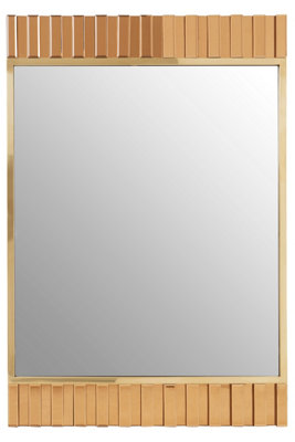 Interiors by Premier Accent Mirror With Metallic Gold Fringes, Sleek Luxe-Style Rectangular New Mirror, Modern Wall Mirror