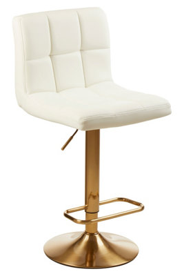 Interiors by Premier Adjustable Gold & White Finsih Bar Stool, Comfort And Stable Counter Stool, Elegant Kitchen Bar Chair