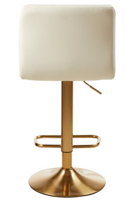 Interiors by Premier Adjustable Gold & White Finsih Bar Stool, Comfort And Stable Counter Stool, Elegant Kitchen Bar Chair