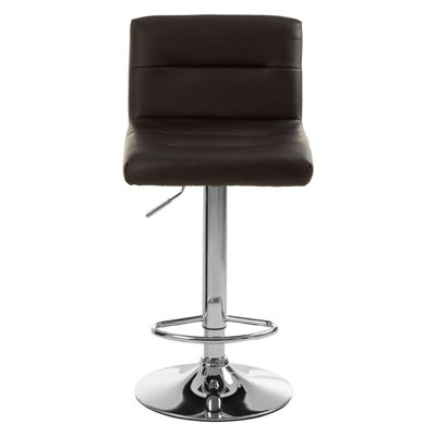 Interiors By Premier Adjustable Height Black Seat Bar Stool With Chrome Base, Comfortable Bar Chair, Sleek Modern Bar Stool