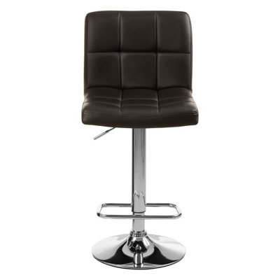 Interiors By Premier Adjustable Height Quilted Bar Stool With Chrome Base, Comfortable Bar Chair, Sleek Modern Bar Stool