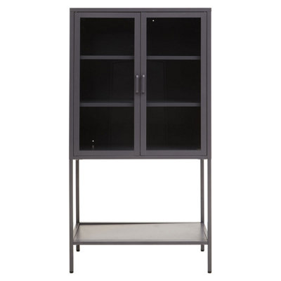 Interiors By Premier Adjustable Two Door Grey Cabinet With Shelf, Sleek Design Bedorom Cabinet, Versatile Storage Shelving Cabinet