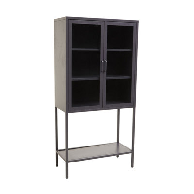 Interiors By Premier Adjustable Two Door Grey Cabinet With Shelf, Sleek Design Bedorom Cabinet, Versatile Storage Shelving Cabinet