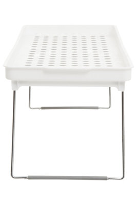 Interiors By Premier Adjustable White And Grey Cabinet Racks, Stylish Racks For Kitchen, Durable Robust Racks For Kitchen