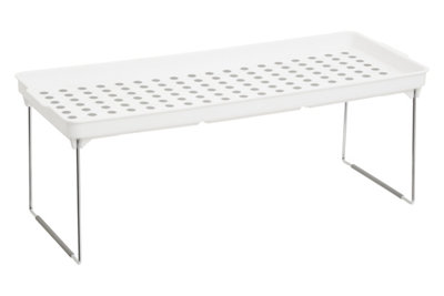 Interiors By Premier Adjustable White And Grey Cabinet Racks, Stylish Racks For Kitchen, Durable Robust Racks For Kitchen
