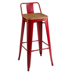 Interiors by Premier Aldgate Red Solid Ash Seat Bar Chair with Metal Legs