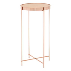 Interiors by Premier Allure Pink Mirror Tall Side Table