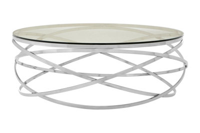 Interiors by Premier Allure Round Silver Swirl Base Coffee Table