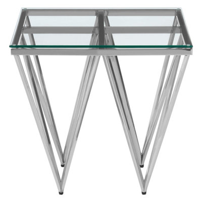 Interiors by Premier Allure Silver Finish Spike Legs End Table