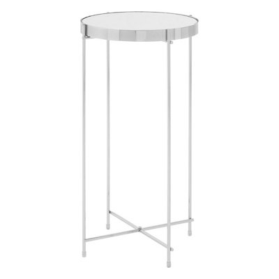 Interiors by Premier Allure Silver Mirror Tall Side Table