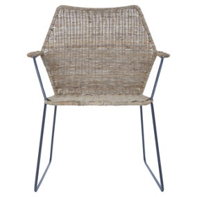 Interiors by Premier Angled Design Natural Rattan Chair, Easy to Clean Outdoor Chair, Arm & Backrest Rattan chair, Rattan Chair