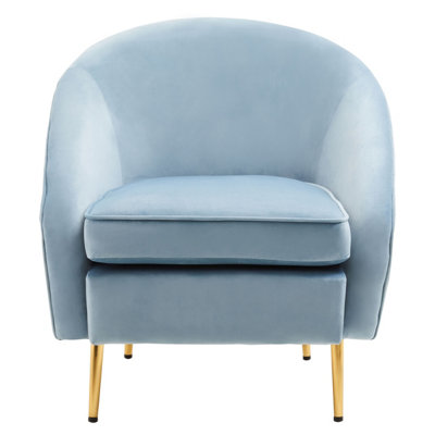 Interiors by Premier Aqua Blue Velvet Arm Chair, Luxury Velvet Upholstered Accent Chair, Comfortable Armchair for Home