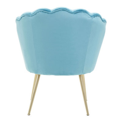 Interiors by Premier Aqua Velvet Scalloped Armchair, Supportive Armrest Lounge Chair, Easy to Clean Velvet Accent Chair
