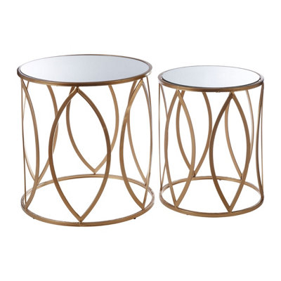 Interiors by Premier Arcana Gold Finish Side Tables - Set of 2