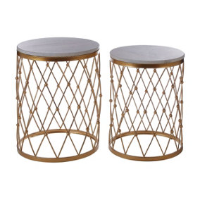 Interiors by Premier Arcana Set of 2 Marble / Iron Tables
