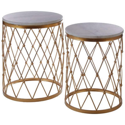 Interiors by Premier Arcana Set of 2 Marble / Iron Tables