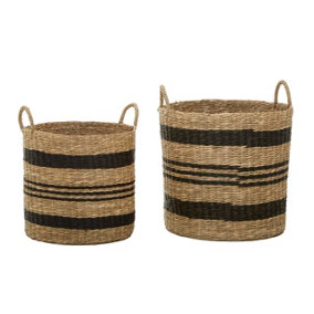 Interiors by Premier Arles Black Stripes Seagrass Baskets