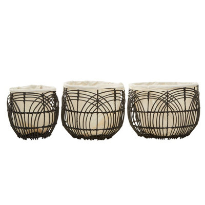 Interiors by Premier Arles Set of 3 Rattan Baskets