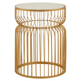 Interiors by Premier Avantis Gold Metal Wireframe Round Side Table