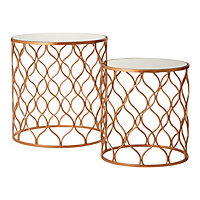 Interiors by Premier Avantis Mirrored Top Copper Tables - Set of 2