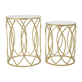 Interiors by Premier Avantis Set of 2 Champagne Finish Side Tables