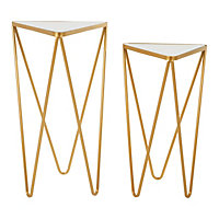 Interiors by Premier Avantis Set Of 2 Gold Finish Triangle Tables