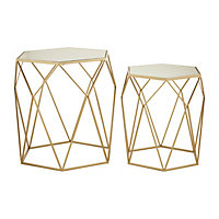 Interiors by Premier Avantis Set Of 2 Hexagonal Side Tables