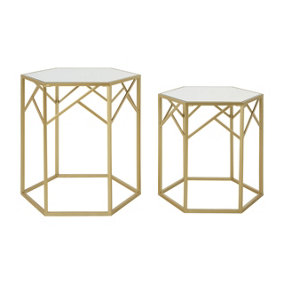 Interiors by Premier Avantis Set Of 2 Hexagonal Side Tables