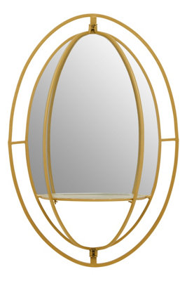 Interiors by Premier Avento Oval Shelved Gold Wall Mirror