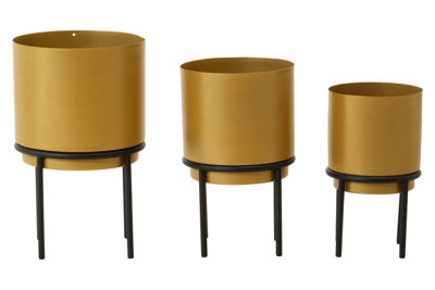 Interiors by Premier Avento Set Of Three Gold Finish Planters