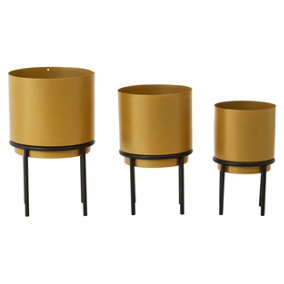 Interiors by Premier Avento Set Of Three Gold Finish Planters