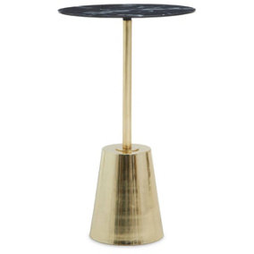 Interiors by Premier Avola Black Marble Effect Top Gold Base Side Table