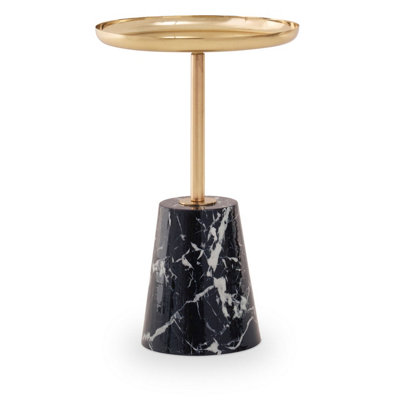 Interiors by Premier Avola Gold Side Table Black Marble Effect Base