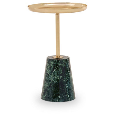 Interiors by Premier Avola Gold Side Table Green Marble Effect Base