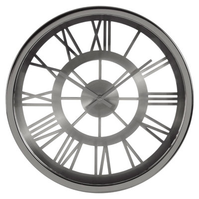 Interiors by Premier Bailie 35cm Dia Wall Clock Chrome