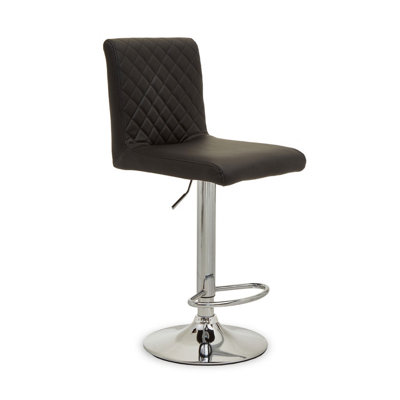 Interiors by Premier Baina Black And Chrome Bar Stool With Round Base