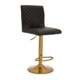Interiors by Premier Baina Black And Gold Bar Stool With Round Base