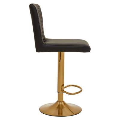 Interiors by Premier Baina Black And Gold Bar Stool With Round Base